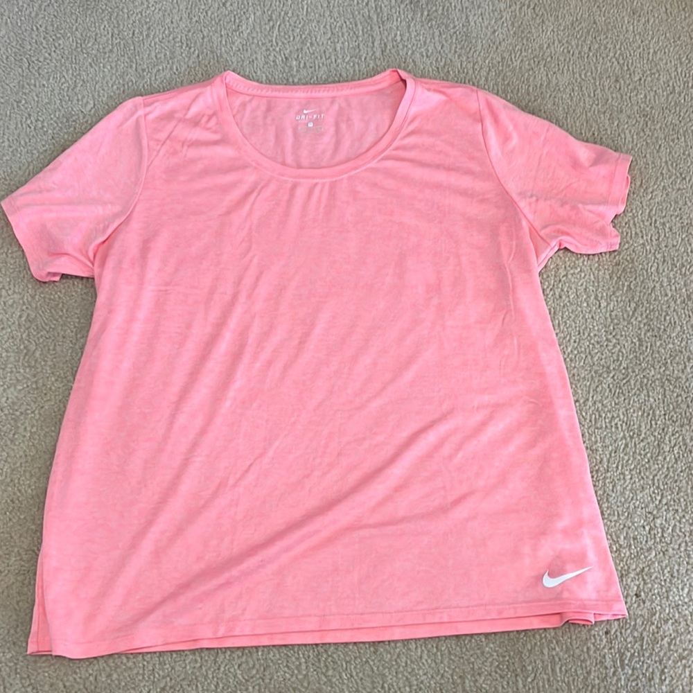 Nike Dri-Fit Scoop Neck Tee Shirt T-Shirt Athletic Workout 1X Marble Pink